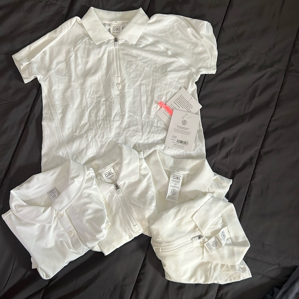 NEW NWT Athleta Girl size large l 12 white polo shirt 5 tops uniform lot set